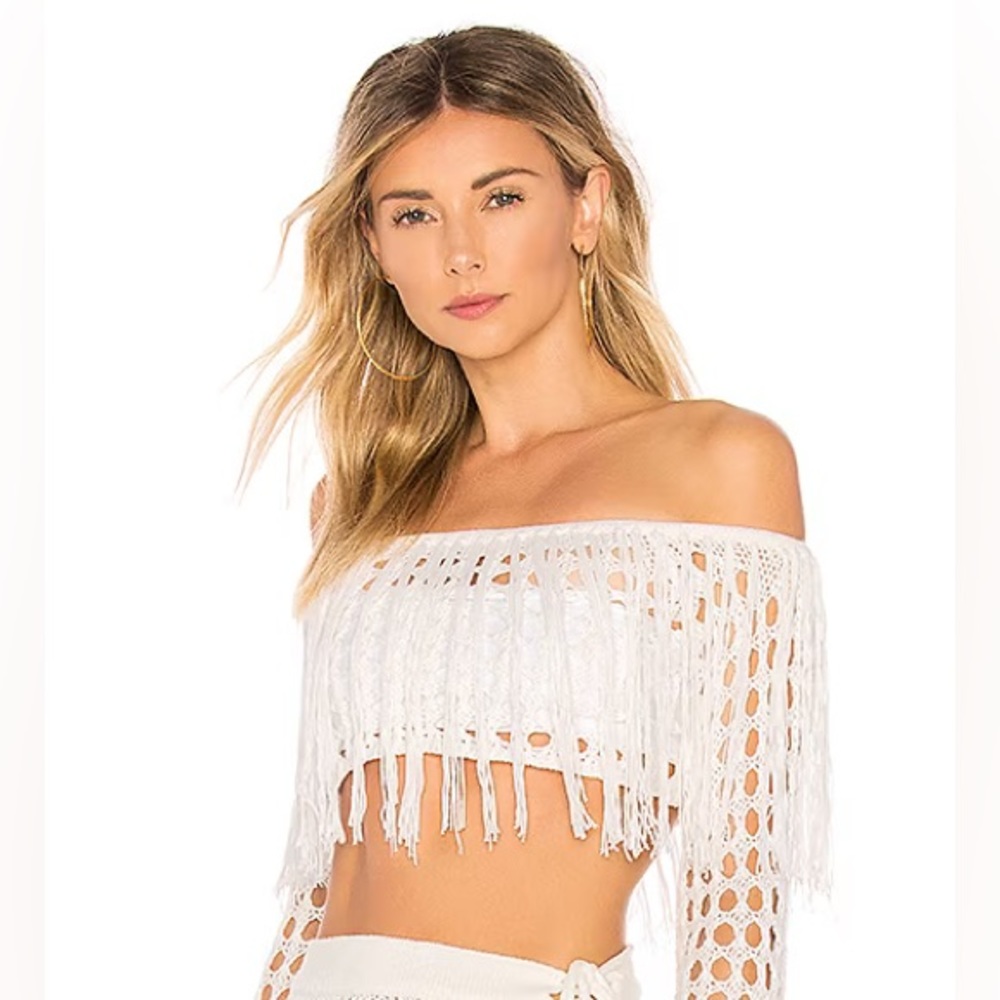 Lovers & Friends crochet long sleeve swim cover-up